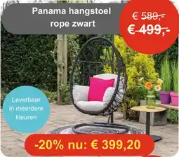 Tuinmeubelland Panama hangstoel rope zwart aanbieding