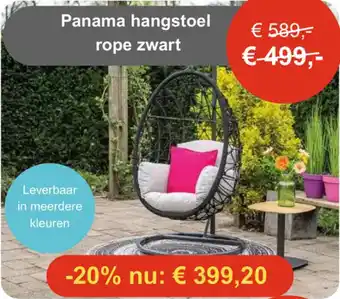 Tuinmeubelland Panama hangstoel rope zwart aanbieding