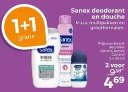 Trekpleister Sanex deodorant en douche aanbieding
