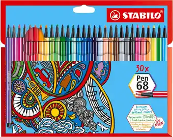 Amazon Premium Viltstift - STABILO Pen 68-30 stuks - met 30 verschillende kleuren aanbieding