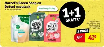 Kruidvat Marcel's Green Soap en Dettol navulzak aanbieding