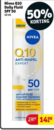 Kruidvat Nivea Q10 Daily Fluid SPF 50 aanbieding