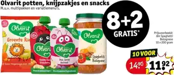 Kruidvat Olvarit potten, knijpzakjes en snacks aanbieding