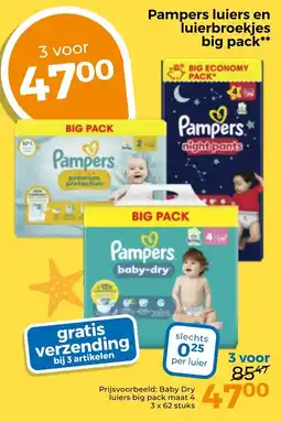 Trekpleister Pampers luiers en luierbroekjes big pack aanbieding