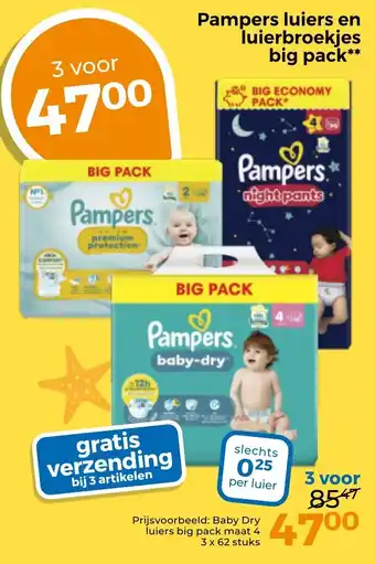 Trekpleister Pampers luiers en luierbroekjes big pack aanbieding