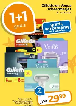 Trekpleister Gillette en Venus scheermesjes aanbieding