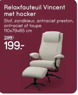 Leen Bakker Relaxfauteuil Vincent met hocker aanbieding