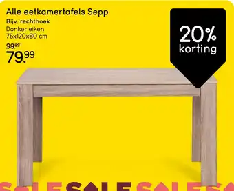 Leen Bakker Alle eetkamertafels Sepp aanbieding