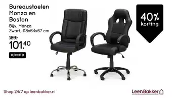Leen Bakker Bureaustoelen Monza en Boston aanbieding
