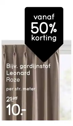 Leen Bakker Gordijnstof leonard roze aanbieding