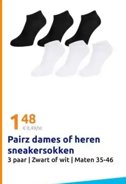 Action Pairz dames of heren sneakersokken aanbieding