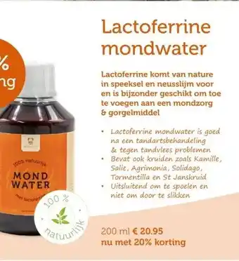 De Rode Pilaren Lactoferrine mondwater aanbieding