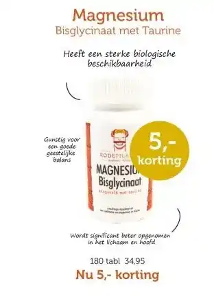 De Rode Pilaren Magnesium Bisglycinaat met Taurine aanbieding
