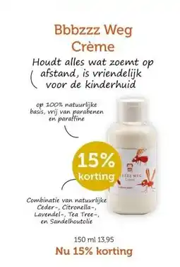 De Rode Pilaren Bbbzzz Weg Crème aanbieding