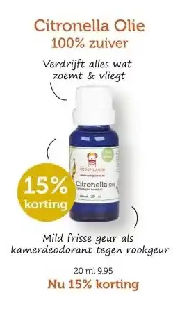 De Rode Pilaren Citronella Olie 100% zuiver aanbieding