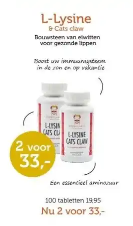 De Rode Pilaren L-Lysine & Cats claw aanbieding
