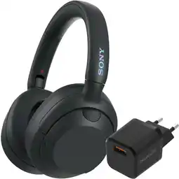 Coolblue Sony ULT Wear Zwart + BlueBuilt Quick Charge Oplader met Usb A Poort 18W Zwart aanbieding