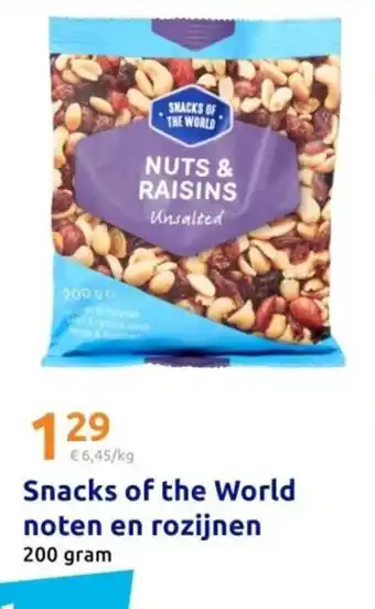 Action Snacks of the World noten en rozijnen 200 gram aanbieding