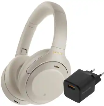 Coolblue Sony WH-1000XM4 Zilver + BlueBuilt Quick Charge Oplader met Usb A Poort 18W Zwart aanbieding