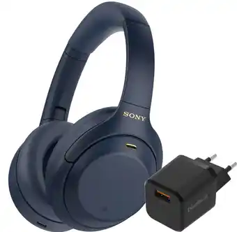 Coolblue Sony WH-1000XM4 Blauw + BlueBuilt Quick Charge Oplader met Usb A Poort 18W Zwart aanbieding