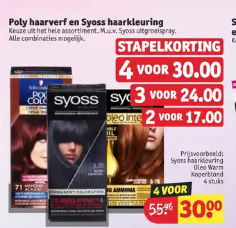 Kruidvat Poly haarverf en Syoss haarkleuring aanbieding
