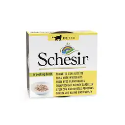 Zooplus 24x70g in Bouillon Tonijn met kleine Ansjovis Schesir Kattenvoer aanbieding