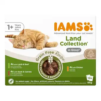 Zooplus Dubbelpak: 24x85g IAMS Advanced Nutrition Grain Free Land Collection in Sauce nat kattenvoer aanbieding