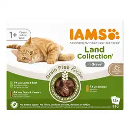 Zooplus Voordeelpak: 48x85g IAMS Advanced Nutrition Grain Free Land Collection in Sauce nat kattenvoer aanbieding