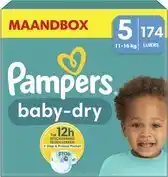 Amazon Pampers Baby-Dry Maat 5, 174 Luiers, 11kg-16kg, Tot 100% Lekvrije en Comfortabele Nacht aanbieding