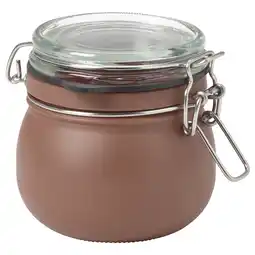 IKEA Korken pot, bruin, glas, rond met deksel en draadklem aanbieding