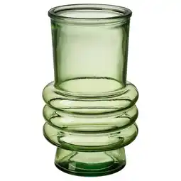 IKEA Groene myrmosaik vaas van gerecycled glas met gestapeld, geribbeld design aanbieding