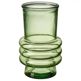 IKEA Groene myrmosaik vaas van gerecycled glas met gestapeld, geribbeld design aanbieding