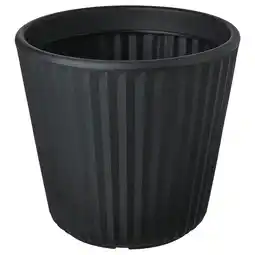 IKEA Zwarte geribbelde kunststof plantenbak aanbieding