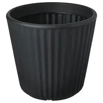 IKEA Zwarte geribbelde kunststof plantenbak aanbieding