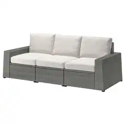 IKEA SollerÖn buitenbank, grijs riet & witte kussens, modulair aanbieding