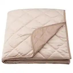 IKEA Beige sprei van gerecycled polyester fluwelen, gewatteerd ruitpatroon aanbieding