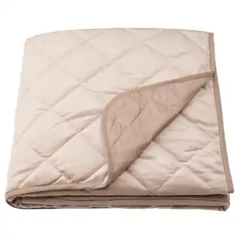 IKEA Beige sprei van gerecycled polyester fluwelen, gewatteerd ruitpatroon aanbieding