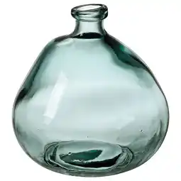 IKEA Groene glazen vaas, ronde vorm, gerecycled materiaal, glad design aanbieding