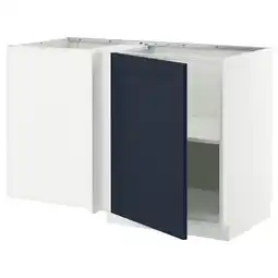 IKEA Een metod keukenblok met een blauwe bijldeur. Het heeft een vierkant, tweekleurig ontwerp aanbieding