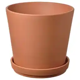 IKEA BrunbÄr terracotta plantenbak, oranje, rond met schotel aanbieding