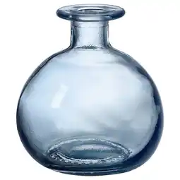 IKEA Blauwe vaas van gerecycled glas met ronde vorm en bubbeltextuur aanbieding