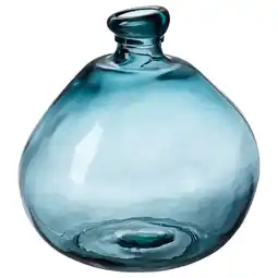 IKEA Myrmosaik blauwe vaas van gerecycled glas, ronde vorm met bubbeltextuur aanbieding