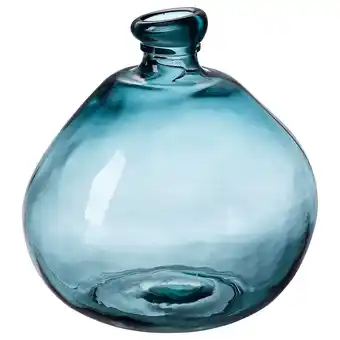 IKEA Myrmosaik blauwe vaas van gerecycled glas, ronde vorm met bubbeltextuur aanbieding