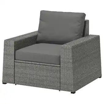 IKEA SollerÖn grijze tuinstoel met kussens, rieten design, modulaire zitting aanbieding