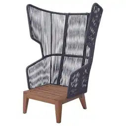 IKEA VingsÖn stoel: zwart touw, houten onderstel, hoge rugleuning, buiten/binnen aanbieding