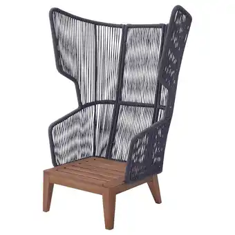 IKEA VingsÖn stoel: zwart touw, houten onderstel, hoge rugleuning, buiten/binnen aanbieding