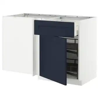 IKEA Modern kookeiland met blauwe lades en wit frame, inclusief open uittrekbare planken aanbieding