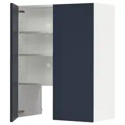 IKEA Blauwe ikea metod keukenkast met wit interieur, drie planken, rechtsdraaiende deur aanbieding