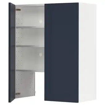 IKEA Blauwe ikea metod keukenkast met wit interieur, drie planken, rechtsdraaiende deur aanbieding