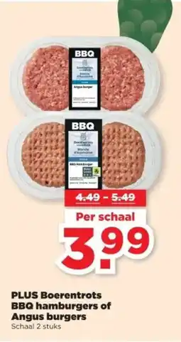 PLUS PLUS Boerentrots BBQ hamburgers of Angus burgers aanbieding